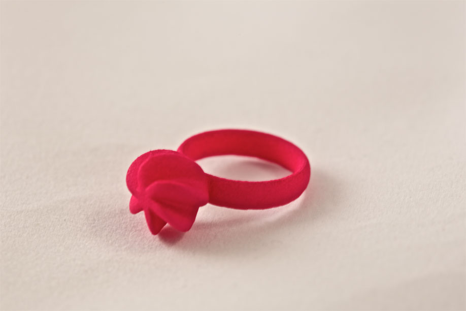 Pink Flora ring on white background